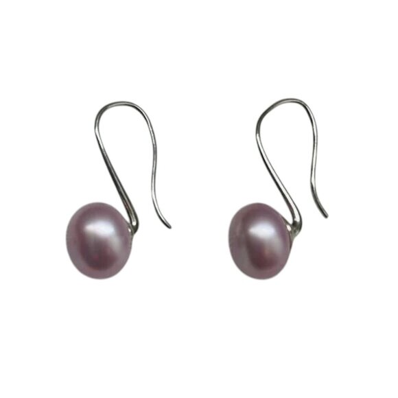 Elegant Silver and Purple Pearl Earrings - Picture 1 of 4